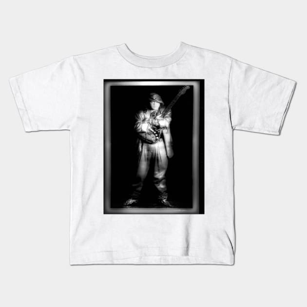 SRV - Portrait - Black and White Kids T-Shirt by davidbstudios